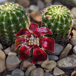 Cerrito Red and Gold Poinsettia Brooch